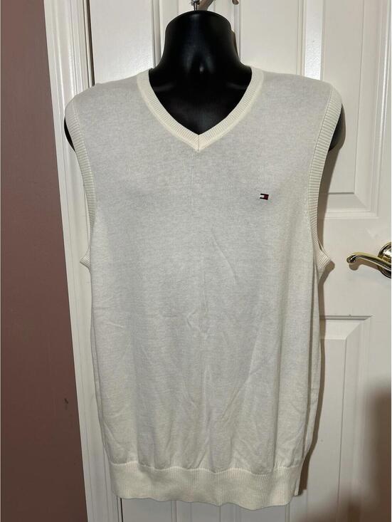 Tommy Hilfiger Other - Tommy Hilfiger Sweater Vest Mens Large Cream Color Cotton Blend New
